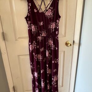 Maurices Floral Maxi Dress - Deep Purple and Soft Pink